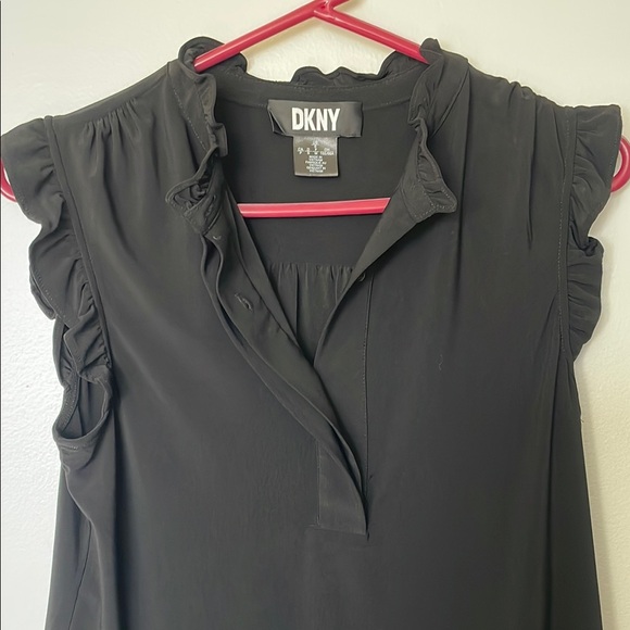 DKNY Black Stretch Ruffled Sleeveless Top Women's Size S - Picture 8 of 10